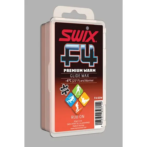 Swix F4 Warm Ski Wax W/ Cork - 60g 1 Swix F4 Warm Ski Wax W/ Cork - 60g
