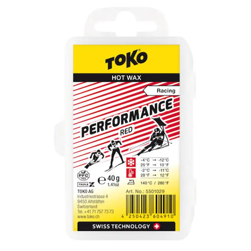 Toko Performance Ski And Snowboard Hot Wax 40g Red - Fluoro Free 1 Toko Performance Ski And Snowboard Hot Wax 40g Red - Fluoro Free